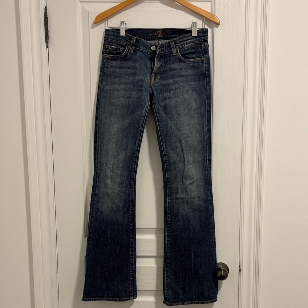 7 For All Mankind Dark Blue Wide Leg Jeans